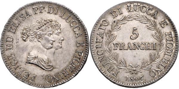 5 Franchi / 5 Franc Italian city-states 銀 