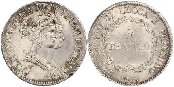 5 Franchi / 5 Franc Italian city-states 銀 