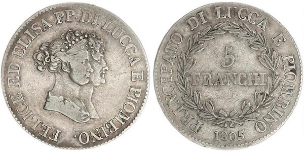 5 Franchi / 5 Franc Italian city-states 銀 