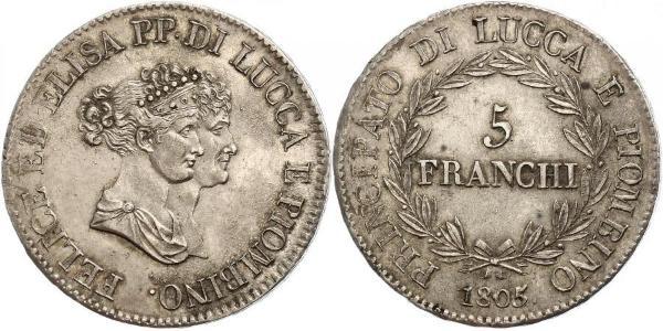 5 Franchi / 5 Franc Italian city-states 銀 