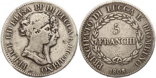 5 Franchi / 5 Franc Italian city-states 銀 