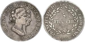 5 Franchi / 5 Франк Italian city-states Срібло 