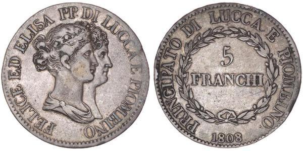 5 Franchi / 5 Франк Italian city-states Срібло 