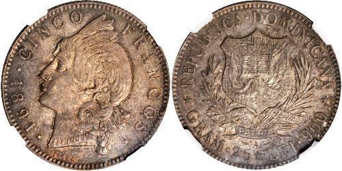 5 Franco Dominican Republic Silver 