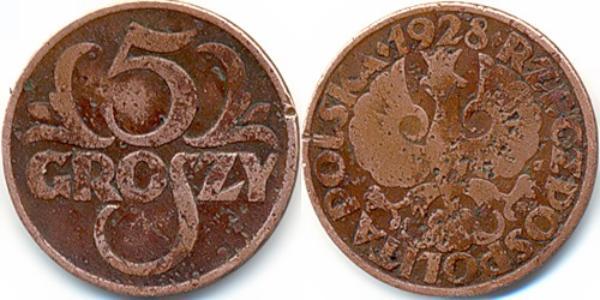 5 Grosh Segunda República Polaca (1918 - 1939) Cobre Abdullah II of Jordan (1962 - )