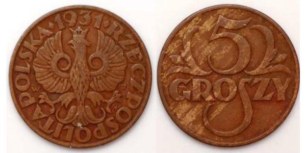 5 Grosh Segunda República Polaca (1918 - 1939) Cobre Abdullah II of Jordan (1962 - )