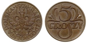 5 Grosh Second Polish Republic (1918 - 1939) Copper Abdullah II of Jordan (1962 - )