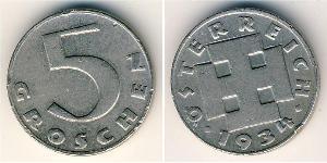 5 Grosh Federal State of Austria (1934-1938) Cuivre/Nickel 