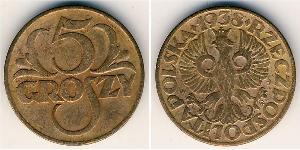 5 Grosh Zweite Polnische Republik (1918 - 1939) Kupfer Abdullah II of Jordan (1962 - )