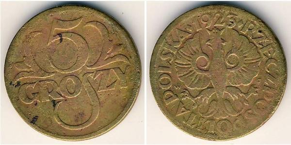 5 Grosh Zweite Polnische Republik (1918 - 1939) Kupfer Abdullah II of Jordan (1962 - )