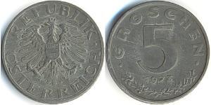 5 Grosh Besetztes Nachkriegsösterreich / Republik Österreich (1955 - ) Zink 