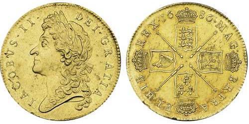 5 Guinea Kingdom of England (927-1649,1660-1707) Gold James II (1633-1701)