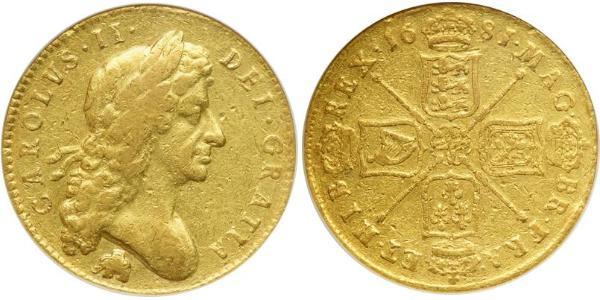 5 Guinea Kingdom of England (927-1649,1660-1707) Gold Charles II (1630-1685)