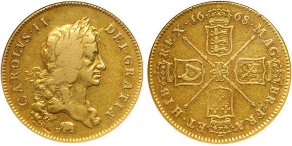 5 Guinea Kingdom of England (927-1649,1660-1707) Gold Charles II (1630-1685)