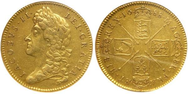 5 Guinea Reino de Inglaterra (927-1649,1660-1707) Oro Jacobo II (1633-1701)