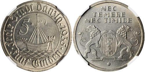 5 Gulden Gdansk (1920-1939) Argent 