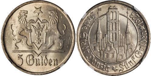 5 Gulden Gdansk (1920-1939) Argent 