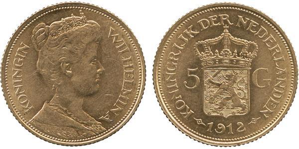 5 Gulden Kingdom of the Netherlands (1815 - ) Gold Wilhelmina of the Netherlands (1880 - 1962)