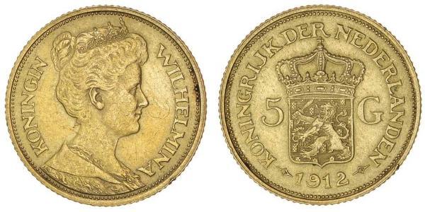 5 Gulden Kingdom of the Netherlands (1815 - ) Gold Wilhelmina of the Netherlands (1880 - 1962)