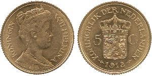 5 Gulden Royaume des Pays-Bas (1815 - ) Or Wilhelmine (reine des Pays-Bas)(1880 - 1962)