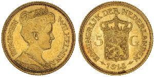 5 Gulden Royaume des Pays-Bas (1815 - ) Or Wilhelmine (reine des Pays-Bas)(1880 - 1962)