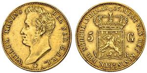 5 Gulden Paesi Bassi Oro William I of the Netherlands (1772 - 1843)