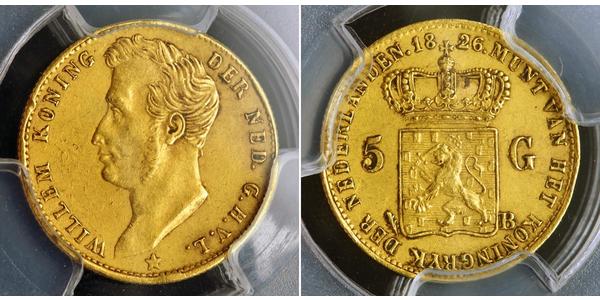 5 Gulden Paesi Bassi Oro William I of the Netherlands (1772 - 1843)