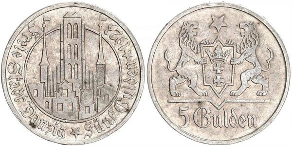 5 Gulden Gdansk (1920-1939) Silver 