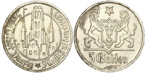 5 Gulden 但澤自由市 (1920 - 1939) 銀 