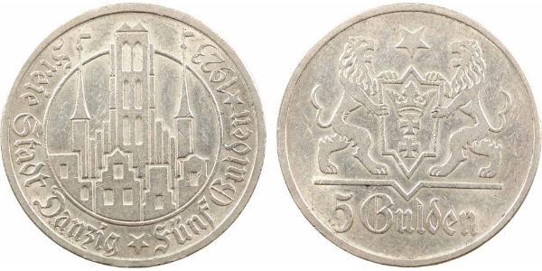 5 Gulden 但澤自由市 (1920 - 1939) 銀 