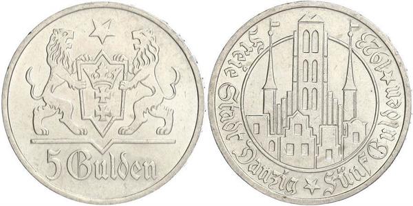 5 Gulden 但澤自由市 (1920 - 1939) 銀 