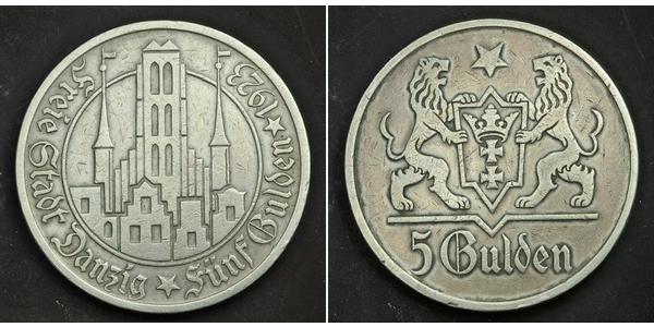 5 Gulden 但澤自由市 (1920 - 1939) 銀 