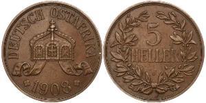 5 Heller German East Africa (1885-1919) Bronze 