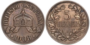 5 Heller German East Africa (1885-1919) Bronze 