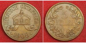 5 Heller German East Africa (1885-1919) Bronze 