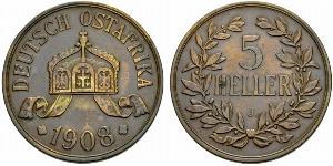 5 Heller German East Africa (1885-1919) Bronze 