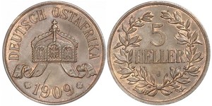 5 Heller German East Africa (1885-1919) Bronze 