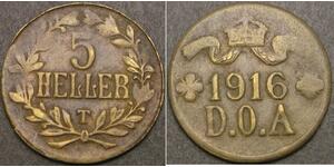 5 Heller África Oriental Alemana (1885-1919) Latón 