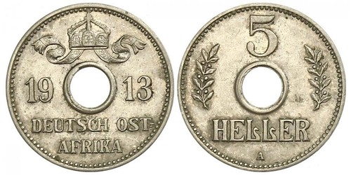 5 Heller German East Africa (1885-1919) 銅/镍 