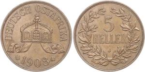 5 Heller German East Africa (1885-1919) 青铜 