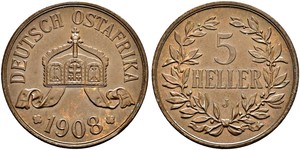 5 Heller German East Africa (1885-1919) 青铜 