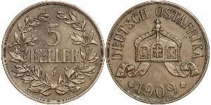 5 Heller German East Africa (1885-1919) 青铜 