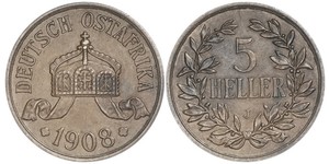 5 Heller German East Africa (1885-1919) 青铜 