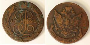 5 Kopeck Russian Empire (1720-1917) Copper Catherine II (1729-1796)