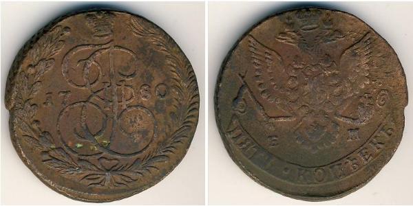 5 Kopeck Empire russe (1720-1917) Cuivre Catherine II (1729-1796)
