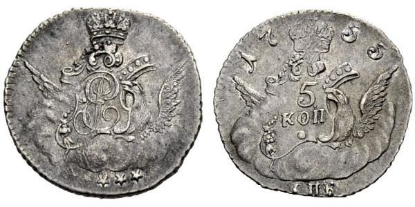 5 Kopeck 俄罗斯帝国 (1721 - 1917) 銀 Jelisaweta I Petrowna (1709-1762)