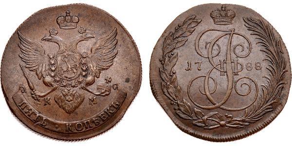 5 Kopeck 俄罗斯帝国 (1721 - 1917) 銅 叶卡捷琳娜二世 (1729-1796)