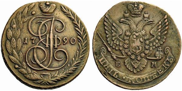 5 Kopeck 俄罗斯帝国 (1721 - 1917) 銅 叶卡捷琳娜二世 (1729-1796)