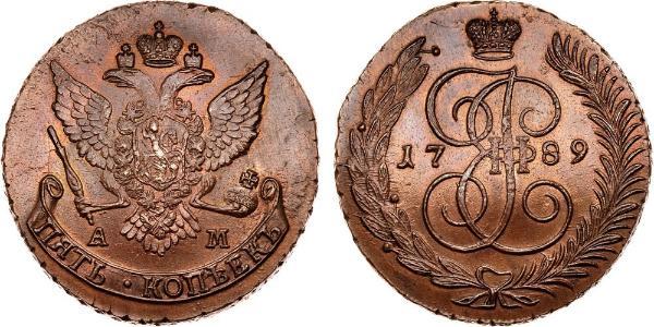5 Kopeck 俄罗斯帝国 (1721 - 1917) 銅 叶卡捷琳娜二世 (1729-1796)