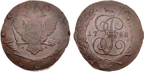 5 Kopek Imperio ruso (1720-1917) Cobre Catalina II (1729-1796)